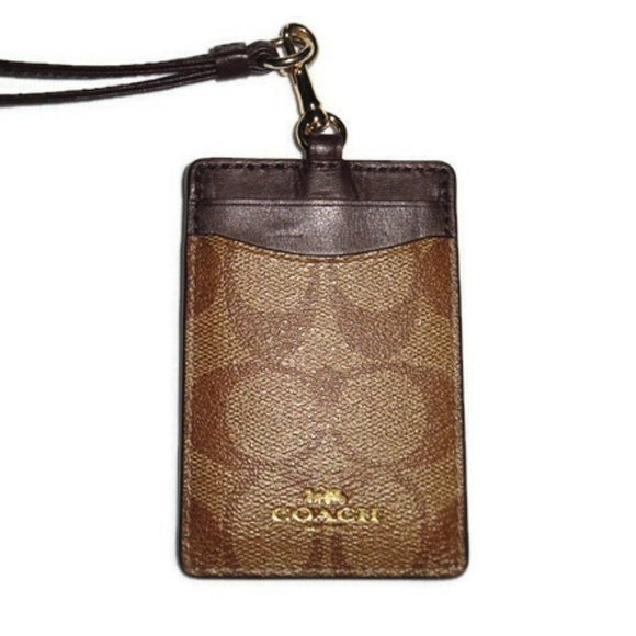 Coach Handbags - Coach Lanyard Signature Brown Tan Leather Gold